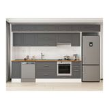 Alvinka 370X240 Cm Klasik Mebran Mutfak Dolabı, Mb E90S40S40 1 Mebran Antrasit Mdf