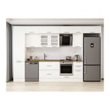 Alvinka 370X240 Cm Klasik Mebran Mutfak Dolabı, Mbb E80B50S40 3 Mebran Beyaz Mdf