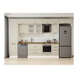 Alvinka 370X240 Cm Klasik Mebran Mutfak Dolabı, Mbb E80B50S40 3 Mebran Kumtaşı Suntalam
