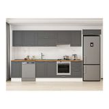 Alvinka 375X222 Cm Klasik Mebran Mutfak Dolabı, Mb E80S45S50 1 Mebran Antrasit Mdf