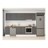 Alvinka 375X222 Cm Klasik Mebran Mutfak Dolabı, Mb E90S45S40 1 Mebran Antrasit Mdf