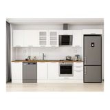Alvinka 375X222 Cm Klasik Mebran Mutfak Dolabı, Mb E90S45S40 3 Mebran Beyaz Mdf