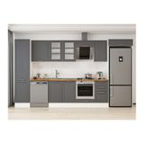 Alvinka 375X222 Cm Klasik Mebran Mutfak Dolabı, Mbb E80B50S45 3 Mebran Antrasit Mdf