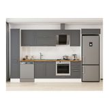 Alvinka 375X222 Cm Klasik Mebran Mutfak Dolabı, Mbb E90B40S45 2 Mebran Antrasit Mdf