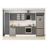 Alvinka 375X222 Cm Klasik Mebran Mutfak Dolabı, Mbb E90B45S40 3 Mebran Antrasit Suntalam