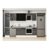 Alvinka 375X222 Cm Mutfak Dolabı, Mbb E90B45S40 3 Antrasit Mdf