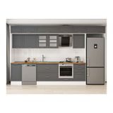Alvinka 375X240 Cm Klasik Mebran Mutfak Dolabı, Mb E80S45S50 3 Mebran Antrasit Mdf