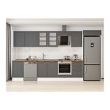 Alvinka 380X222 Cm Klasik Mebran Mutfak Dolabı, Mb E80S50S50 3 Mebran Antrasit Suntalam