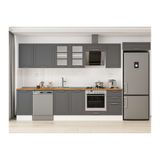 Alvinka 380X222 Cm Klasik Mebran Mutfak Dolabı, Mb E90S45S45 3 Mebran Antrasit Mdf