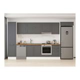 Alvinka 380X222 Cm Klasik Mebran Mutfak Dolabı, Mbb E80B50S50 1 Mebran Antrasit Mdf