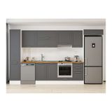Alvinka 380X222 Cm Klasik Mebran Mutfak Dolabı, Mbb E90B45S45 1 Mebran Antrasit Mdf