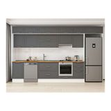 Alvinka 380X240 Cm Klasik Mebran Mutfak Dolabı, Mb E80S50S50 1 Mebran Antrasit Mdf