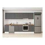 Alvinka 385X222 Cm Klasik Mebran Mutfak Dolabı, Mb E80S45S60 1 Mebran Antrasit Mdf