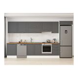 Alvinka 385X222 Cm Klasik Mebran Mutfak Dolabı, Mb E80S60S45 1 Mebran Antrasit Mdf