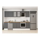 Alvinka 385X222 Cm Klasik Mebran Mutfak Dolabı, Mb E90S45S50 3 Mebran Antrasit Mdf