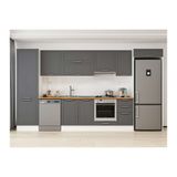 Alvinka 385X222 Cm Klasik Mebran Mutfak Dolabı, Mbb E80B60S45 1 Mebran Antrasit Mdf