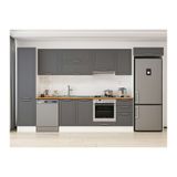 Alvinka 385X222 Cm Klasik Mebran Mutfak Dolabı, Mbb E90B50S45 1 Mebran Antrasit Mdf