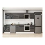 Alvinka 385X222 Cm Mutfak Dolabı, Mb E80S60S45 2 Antrasit Mdf