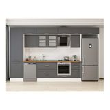 Alvinka 385X240 Cm Klasik Mebran Mutfak Dolabı, Mbb E80B60S45 3 Mebran Antrasit Suntalam