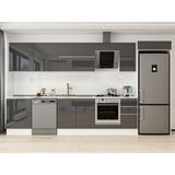 Alvinka 390X222 cm High Gloss Mutfak Dolabı MB-E90S60S40-2 Antrasit - Suntalam