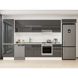 Alvinka 390X222 cm High Gloss Mutfak Dolabı MBB-E80B60S50-1 Antrasit - Suntalam