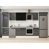 Alvinka 390X222 cm High Gloss Mutfak Dolabı MBB-E80B60S50-3 Antrasit - Suntalam