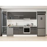 Alvinka 390X222 cm High Gloss Mutfak Dolabı MBB-E90B40S60-1 Antrasit - Suntalam