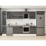 Alvinka 390X222 cm High Gloss Mutfak Dolabı MBB-E90B40S60-2 Antrasit - Suntalam