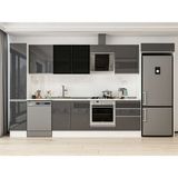 Alvinka 390X222 cm High Gloss Mutfak Dolabı MBB-E90B40S60-3 Antrasit - Suntalam