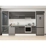 Alvinka 390X222 cm High Gloss Mutfak Dolabı MBB-E90B60S40-1 Antrasit - Suntalam