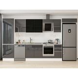 Alvinka 390X222 cm High Gloss Mutfak Dolabı MBB-E90B60S40-3 Antrasit - Suntalam
