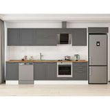 Alvinka 390X222 cm Klasik Mebran Mutfak Dolabı MB-E80S50S60-2 Antrasit - Suntalam