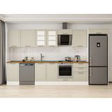 Alvinka 390X222 cm Klasik Mebran Mutfak Dolabı MB-E80S50S60-3 Kumtaşı - Mdf - Kum Beji