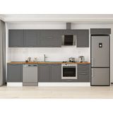 Alvinka 390X222 cm Klasik Mebran Mutfak Dolabı MB-E80S60S50-2 Antrasit - Mdf
