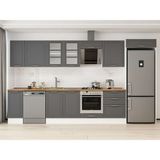Alvinka 390X222 cm Klasik Mebran Mutfak Dolabı MB-E90S40S60-3 Antrasit - Mdf