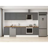 Alvinka 390X222 cm Klasik Mebran Mutfak Dolabı MB-E90S50S50-2 Antrasit - Suntalam