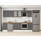Alvinka 390X222 cm Klasik Mebran Mutfak Dolabı MB-E90S50S50-3 Antrasit - Suntalam