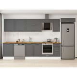Alvinka 390X222 cm Klasik Mebran Mutfak Dolabı MB-E90S60S40-2 Antrasit - Suntalam