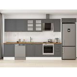 Alvinka 390X222 cm Klasik Mebran Mutfak Dolabı MB-E90S60S40-3 Antrasit - Suntalam