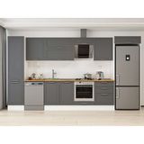 Alvinka 390X222 cm Klasik Mebran Mutfak Dolabı MBB-E80B50S60-2 Antrasit - Suntalam