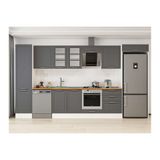 Alvinka 390X222 Cm Klasik Mebran Mutfak Dolabı, Mbb E80B50S60 3 Mebran Antrasit Mdf