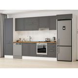 Alvinka 390X222 cm Klasik Mebran Mutfak Dolabı MBB-E80B60S50-1 Antrasit - Mdf