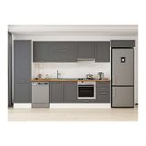 Alvinka 390X222 Cm Klasik Mebran Mutfak Dolabı, Mbb E80B60S50 1 Mebran Antrasit Suntalam