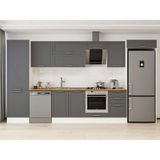Alvinka 390X222 cm Klasik Mebran Mutfak Dolabı MBB-E80B60S50-2 Antrasit - Suntalam