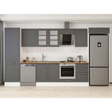 Alvinka 390X222 cm Klasik Mebran Mutfak Dolabı MBB-E80B60S50-3 Antrasit - Mdf