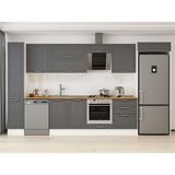 Alvinka 390X222 cm Klasik Mebran Mutfak Dolabı MBB-E90B40S60-2 Antrasit - Suntalam