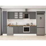 Alvinka 390X222 cm Klasik Mebran Mutfak Dolabı MBB-E90B40S60-3 Antrasit - Mdf