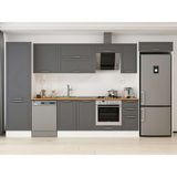 Alvinka 390X222 cm Klasik Mebran Mutfak Dolabı MBB-E90B60S40-2 Antrasit - Mdf