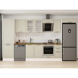Alvinka 390X222 cm Klasik Mebran Mutfak Dolabı MBB-E90B60S40-3 Kumtaşı - Mdf - Kum Beji