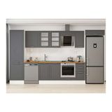 Alvinka 390X222 Cm Klasik Mebran Mutfak Dolabı, Mbb E90B60S40 3 Mebran Antrasit Mdf